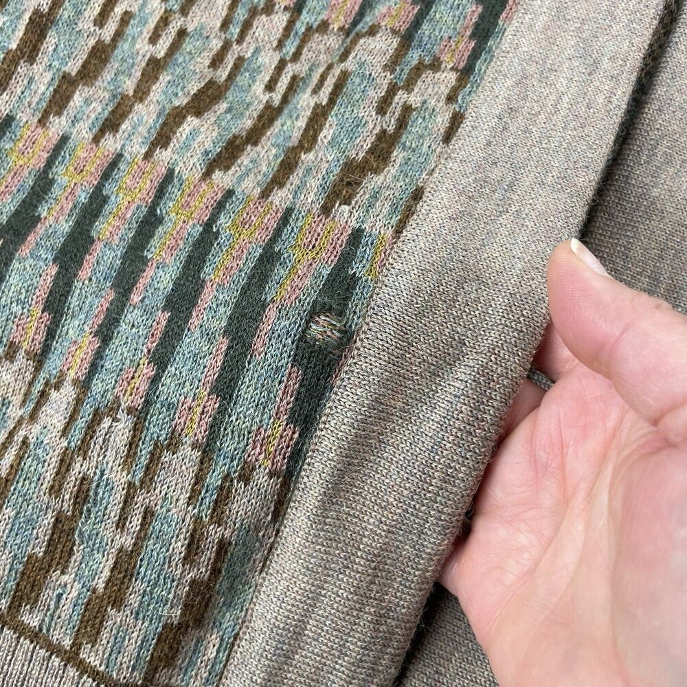 Peruvian Connection Taupe and Teal Patterned Open-Front Cardigan - Picture 3 of 13